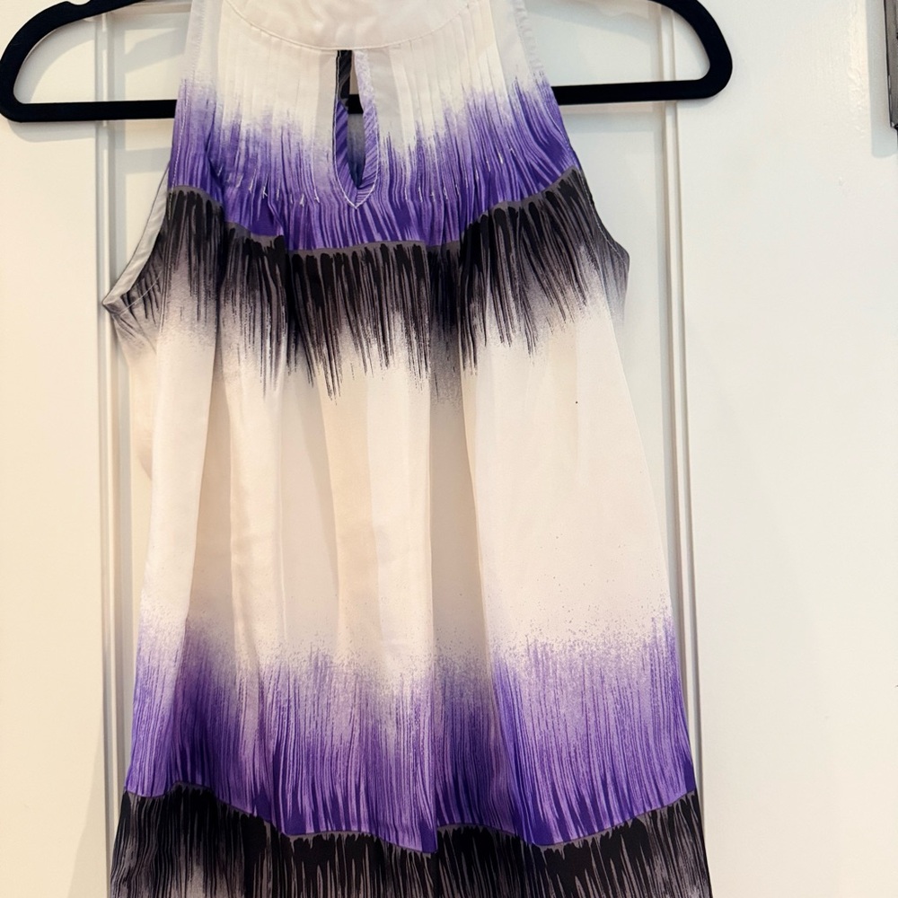 Chic Purple and Black Halter Blouse